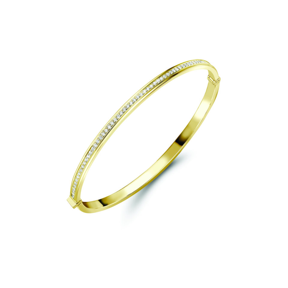 18ct Gold Hinged Bangle. VS Diamonds. .43ct tw