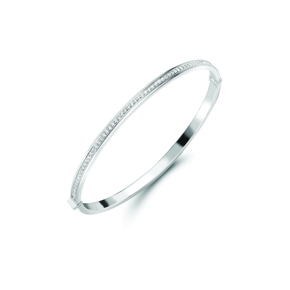 Platinum Hinged Bangle. VS Diamonds. .43ct tw
