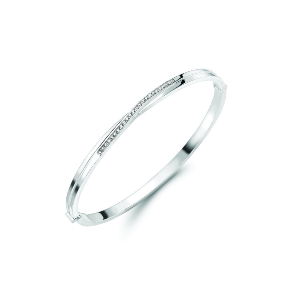 Platinum Hinged Bangle. VS Diamonds. .16ct tw