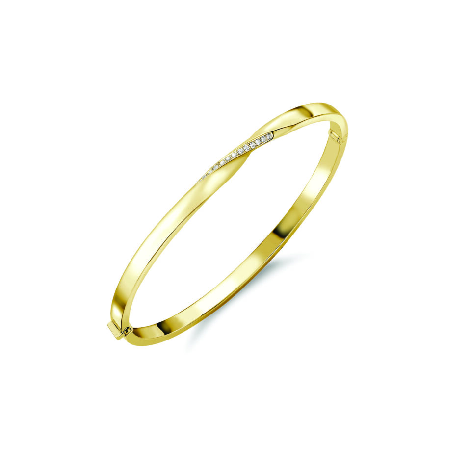 18ct Gold Hinged Bangle. VS Diamonds. .08ct tw
