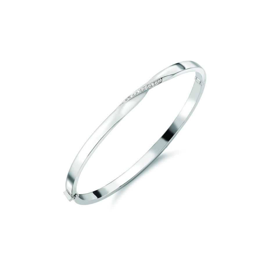 Platinum Hinged Bangle. VS Diamonds. .08ct tw