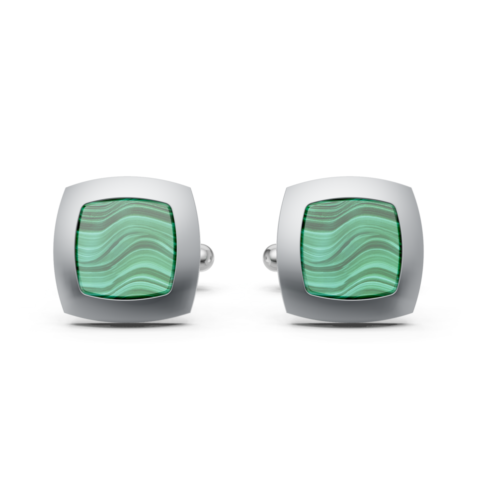 Sterling silver satin  Malachite
